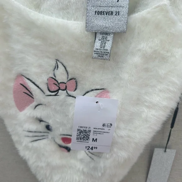 Disney x Forever 21 Marie Faux Fur Pearl Strap Top – Size M (NWT) - Picture 4 of 9